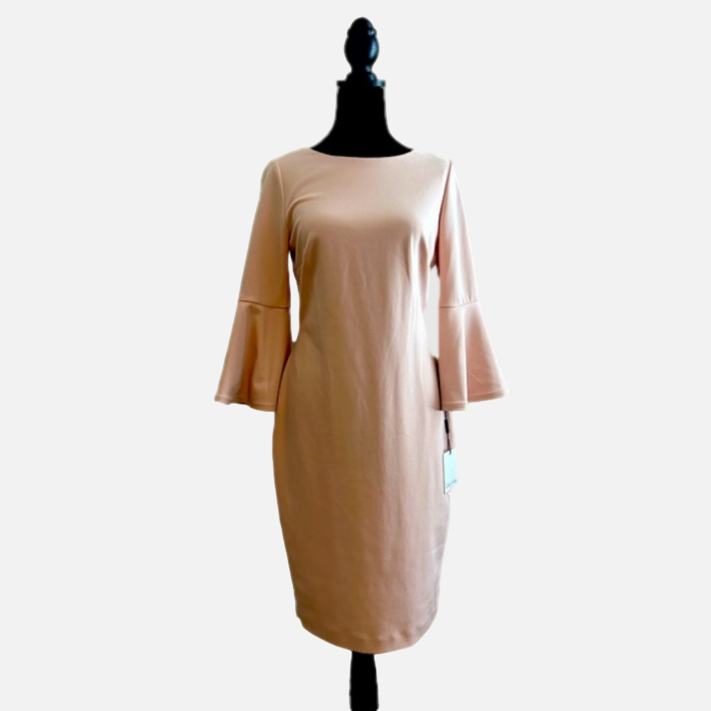Calvin Klein Pink 3/4 Sleeve Sheath Dress Size 4